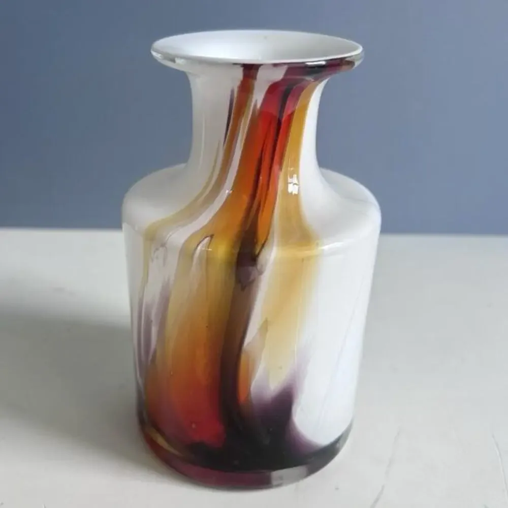 Vintage Denmark‎ Art Glass Vase CASCADE PER LUTKEN Holmegaard signed MCM